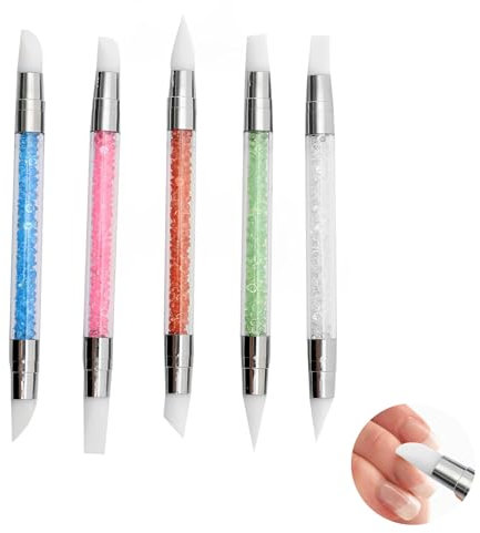 5 Pcs Nail Art brushes,Dual Head Silicone Manicure Polish Carving Pen,DIY Decorate Nail Art Sculpture Pen Tools,Nails Polish Brush Dotting Tool Set,for the Nails Artist and The Beginner