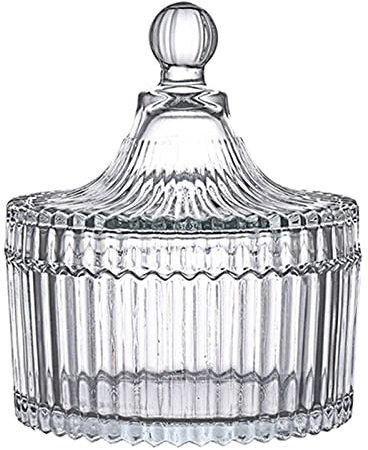 UNbit Zuccheriera, Zuccheriera in cristallo Barattolo con coperchio Frutta Candy Cup Soggiorno Barattolo di caramelle Piatto di frutta secca Portagioie Barattoli