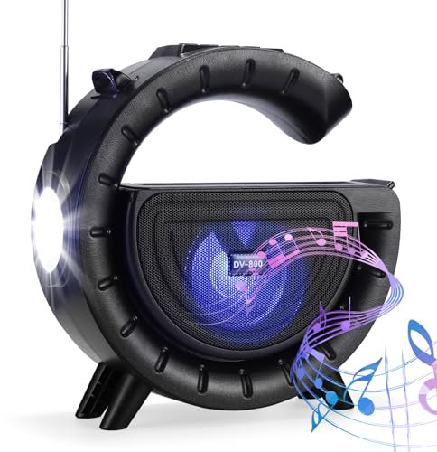 SUNJULY Altavoz Bluetooth Solar con Linterna Superbrillante Y Radio FM/FM, Altavoz Inalámbrico Portátil con Bluetooth 5.3 HD Audio para Acampar Senderismo En Interiores Y Exteriores