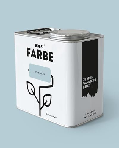 HORST Wandfarbe Morgentau 5L - Hochwertige Innen-Farbe - Hohe Deckkraft & Schnelltrocknend - Geruchsneutral - Spritz- & Tropffrei - 100% Natürlich - Blau