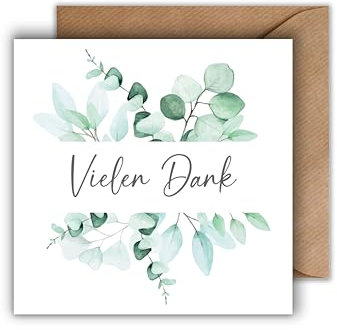 WBdesignz 10er Set Dankeskarte mit Umschlag - Danksagung Danke Karte Abschiedskarte als Klappkarte Abschied - Hochzeit Danke Karte (125 x 125 mm)