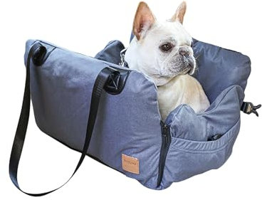 Galatée Haustier-Autositzerhöhung, Tragbares Hundeauto-Reisebett, Wasserdichter Hundesitzerhöhung Für Das Auto Mit Aufbewahrungstaschen, Waschbarer Kleiner Hundeautositz(Grau)