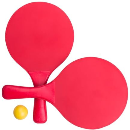 ANTEVIA Matériaux ANTEVIA - Véritable Paire de Raquettes de Plage en Bois avec Balle Assortie | Plus DE 10 MODÈLES |Enfant Adulte |Couleurs: Jaune Orange Bleu Noir Violet Rouge (Faluk Rouge)
