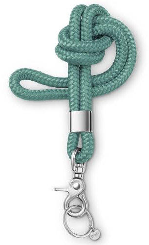 Dinalu Neck Lanyard silber, Halskette-Schlüssel-Band, Schlüssel-Anhänger lang, Umhängeband mit Ring und Karabiner für Schlüssel, Schlüsselkette türkis
