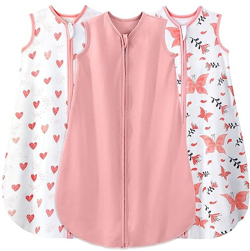 Yoofoss 3er Pack Schlafsack Baby Sommer 100% Baumwolle 0.5 Tog Sommerschlafsack Atmungsaktiv Babyschlafsack 84 cm für Jungen Mädchen Neugeborene 12-18 Monate
