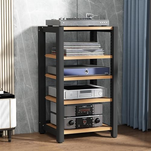 Movable Media Stand 5-Tier AV Media Stand Corner Shelves 60x50x100cm, Audio Rack CD Player Stand, 4 Colors (Color : B)