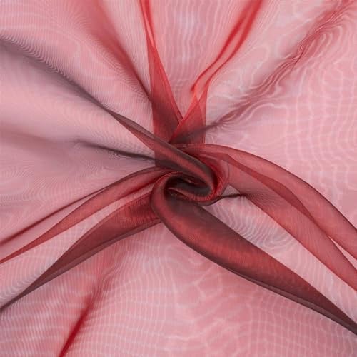 Organza Stoff Two Tone, Dekostoff zum Nähen, Meterware, rot/schwarz (Länge am Stück: ab 100cm / Breite: 145cm)