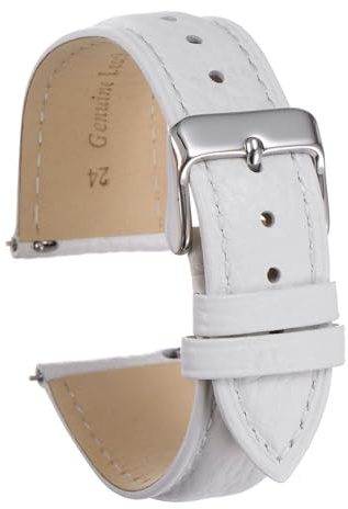 QUARKZMAN Uhrenarmband 14mm Leder mit Edelstahl Schnalle, Uhrenarmbänder Schnellverschluss Vintage Ersatzarmband für Smartwatch Universal Uhr Elegantes Damen Herren (Weiß)
