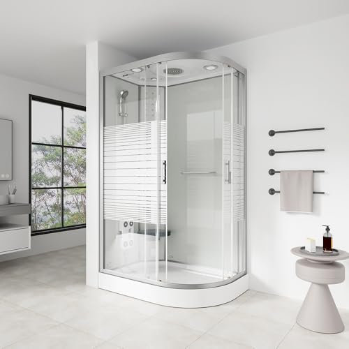 HOME DELUXE - Douche à vapeur WHITE PEARL - dimensions 120 x 80 cm à droite - avec fonction vapeur, douche à effet pluie, radio et accessoires I Douche préfabriquée, douche, temple de la douche