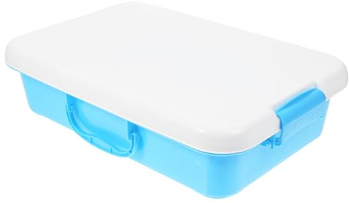 TOYANDONA Bac À Sable Sensoriel Portable avec Couvercle Bac À Sable en Plastique avec Poignées Bac À Sable Portatif pour L'intérieur Et L'extérieur Jeu De Sable Bleu