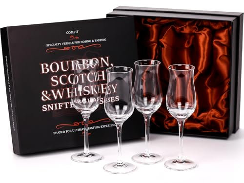 Cognac-, Brandy-, Whiskey-, Tequila- und Dessert-Wein-Snifter-Gläser, 4 Stück, professionelle 118 ml, kleine Kristallschnipper, Schnüffler zum Trinken von Likör- und Spirituosenschnipper