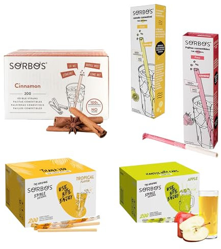 FIT ME Essbare Strohhalme mit Geschmack Mix - 25 Stück - 100% Biologisch Abbaubar - Trinkhalme ohne Allergene