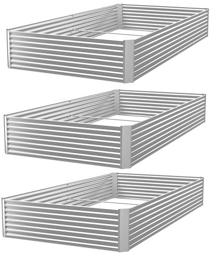 Pflanzkübel 3er-Set 180 x 90 cm verzinktes Hochbeet für den Außenbereich, Metall-Hochbeet für Gemüse, Stahl-Hochbeete für den Garten, oberirdisches Gartenbeet für Blumen