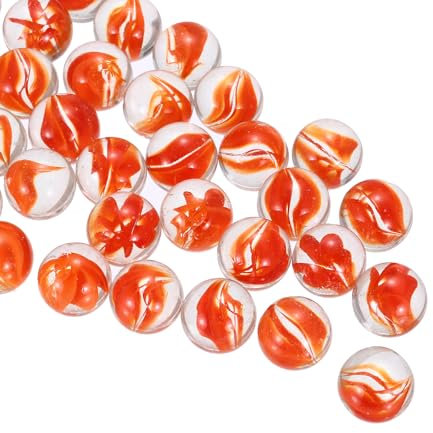 sourcing map Glass Beads,1set Round Glass Gemstone Red 0.60lbs (0.63) Glass Marbles Pebbles for Vase Fillers Aquarium Decor DIY Craft