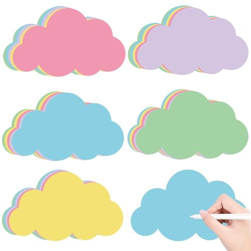 Wolken Moderationskarten 50 Stück, Moderationskarten Set, 5 Farben | Metaplankarten Präsentationskarten, Blanko Lernkarten für Büro Schule Präsentation und Moderation - 23 X 14cm