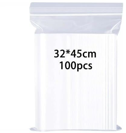 huruirui Bustine Trasparenti Richiudibili Grande 32x45cm 100pcs Sacchetti Trasparenti Buste Plastica Richiudibili Borsa con Chiusura a Cerniera Sacchetti Ermetica Applicano Deposito di Abbigliamento
