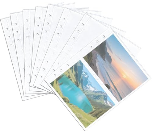 30pcs A5 Ring Binder Refills Clear Plastic Photo Sleeves,6 Hole A5 Binder Pockets for Home Office School Filing Organising (2 compartments, 30)