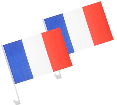 Gadpiparty 2 pièces Drapeau Français Voiture Polyester Résistant Aux Intempéries Léger et Facile à Installer Accessoires Auto Décoratifs pour Extérieur