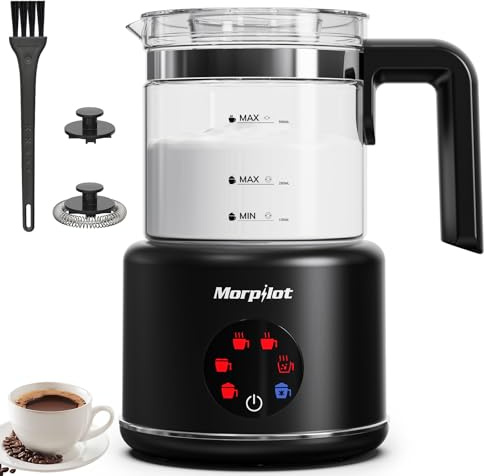 Milk Frother Electric 6 in 1 - Morpilot Automatic Milk Frothers Large Capacity 500ml Milk Steamer Visual Glass Hot Chocolate Maker Milk Warmer and Foamer for Coffee Latte