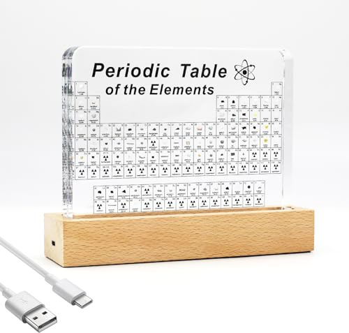 LED Acryl-Periodensystem m. 83 echten Elementen – Lehrmittel & Geschenk | Leuchtend klare Darstellung, interaktives Lernen durch Berührung, robuste Verarbeitung – für Klassenzimmer, Kinderzimmer usw.