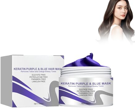 Lila Haarmaske, Farberhaltende Maske, Tiefenfeuchtigkeit Maske, Haarmaske für Blondes, Gebleichtes Haar, Entfernen Sie Gelbtön, Pflegt die Haarsträhnen intensiv, Repariert Haarschäden