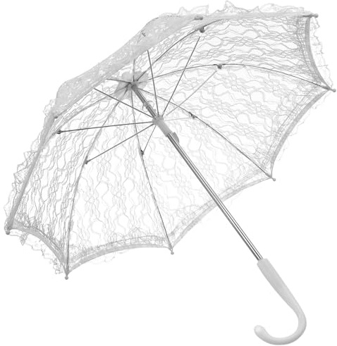STOBAZA Sombrilla de Encaje para Boda Vintage, Paraguas Blanco Cómodo y Resistente, Accesorio para Fotografía y Decoración en Eventos y Representaciones