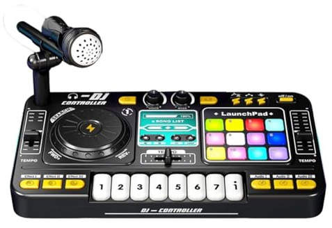 Jnchdghwa Tastiera Elettronica con Bluetooth Controller DJ Turntable Mixer per Bambini con Microfono Strumento Musicale Regalo per Bambini Giocattolo