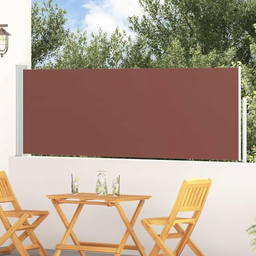 Mokuyary Tenda laterale retrattile da Patio 100 x 300 cm Marrone, Tenda laterale Paravento Esterno, Protegge dal sole o dal Vento e Vista per Giardino, Balcone e Terrazza-A2