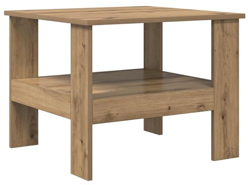 HFXHIJXQ Couchtisch Artisan-Eiche 57x55x45 cm - Kleiner Beistelltisch aus Holzwerkstoff mit Ablage - Moderner Kaffeetisch viereckig für Wohnzimmer, Sofa und Lounge