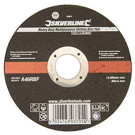 Silverline 103672 Heavy Duty Multipurpose Slitting Disc Flat 115 x 1 x 22.23 mm