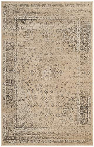 SAFAVIEH Vintage Collection Accent Rug - 2'7 x 4', Warm Beige, Oriental Medallion Distressed Viscose Design, Ideal for High Traffic Areas in Entryway, Living Room, Bedroom (VTG113-660)
