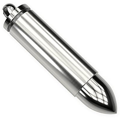 Fly Style Patrone Kettenanhänger aus Edelstahl mit Geheimfach - Halskette Herren, Farbwahl:silber