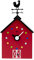 KOOKOO RedBarn (klein), Bauernhaus Uhr mit 12 Tierstimmen, einem Hahn und Einer drehenden Wetterfahne