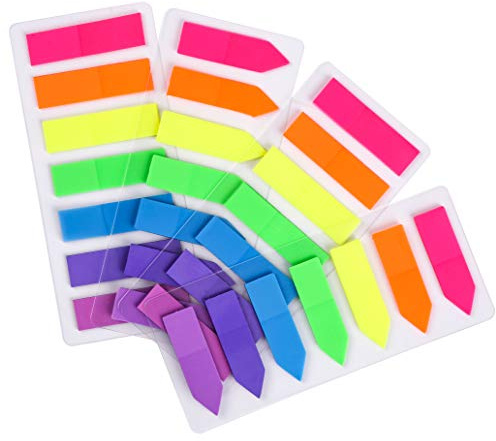 LysasLQB 4 Sets Neon Page Markers Colored Index Tabs, Fluorescent Sticky Note for Page Marker, 560pcs