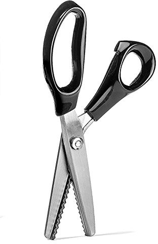 BlueSnail Zickzackschere aus Edelstahl, mit Komfortgriff, professionelle Stoff-Handarbeit, Schneiderei, Zickzack-Schnittschere, Nähschere, 22,9 cm, Wellenschliff, Schwarz