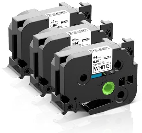COLORWING TZe-251 24mm kompatibel für Brother P-touch Schriftband TZe251 TZ-251 Laminiert Etikettenband für P-touch Cube P710BT D610BT P700 P750W 2430, Schwarz auf Weiß