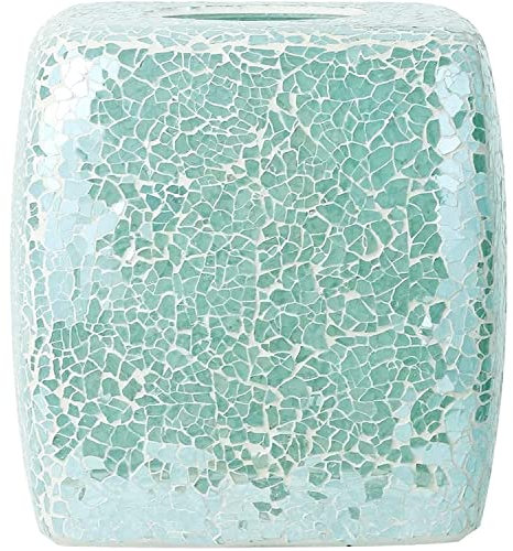 Whole Housewares Porta Fazzoletti A Mosaico - Copertura Decorativa Del Tessuto In Vetro Per Bagno - Resistente e Semplice - Accessorio Per Bagno Versatile E Pratico - Turchese