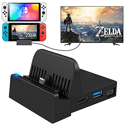 Ukor Station d'accueil TV pour Switch – Support de charge portable et adaptateur HDMI avec port USB 3.0 supplémentaire, station de charge de rechange pour Nintendo Switch