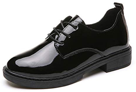 Scarpe Oxford da Donna Impermeabili Punta Tonda in Pelle Verniciata Stringate Scarpe Casual Piattaforma da Donna Antiscivolo Scarpe da Festa di Nozze