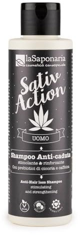 La Saponaria | Shampoo Anti caduta, Shampoo eco bio contro la caduta dei capelli ad azione stimolante e rinforzante a base di Caffeina e Prebiotici di Cicoria, 150ml