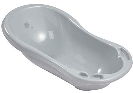 keeeper Star Ergonomische Babywanne mit Stöpsel, Ab 0 bis ca. 12 Monate, 84 cm, Maria, Grau