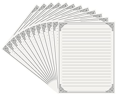 Belle Vous Vintage Briefpapier Liniert (48er Pack) - 28 x 21,5cm - Schreibwaren Set Liniert - Creme Vintage Papier Set zum Schreiben von Briefen, Einladungen, Gedichten, zum Basteln und Mehr