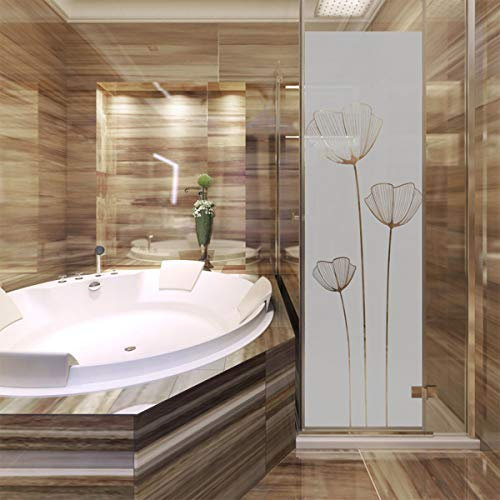 Ambiance Sticker Película con ventana antiojos ocultos – Adhesivo decorativo para ventana y puerta de ducha | Flores de amapola – 185 x 55 cm