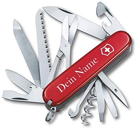 Taschenmesser RANGER mit Wunsch Druck auf der Schale I Geschenk für Männer Frauen I zum Geburtstag I Schweizer Taschenmesser personalisiert mit 21 Funktionen 1.3763