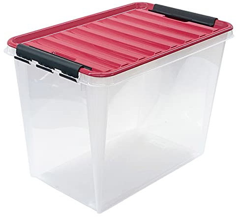 Quality Collection TOP-BOX UNIVERSAL Aufbewahrungsbox mit Deckel | Transparente & robuste Lagerungslösung | 61 Liter | Stapelbar & BPA-frei | Ordnung für Haushalt & Büro