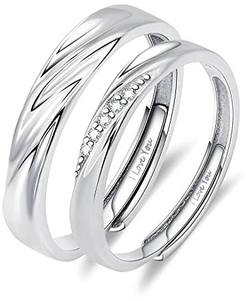ANAZOZ 925 Silber Ringe verlobungsring, Welle Verwobene Graviert I Love You verlobungsring Paar