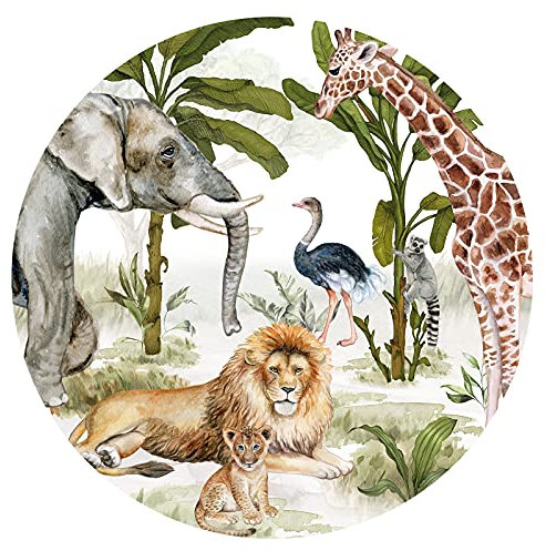 Little Deco Wandtattoo Sticker Kinderzimmer Waldtiere Wanddeko Spielzimmer Löwe Giraffe Wandaufkleber Schlafzimmer Junge Mädchen Baby Wandbild rund DL606-7