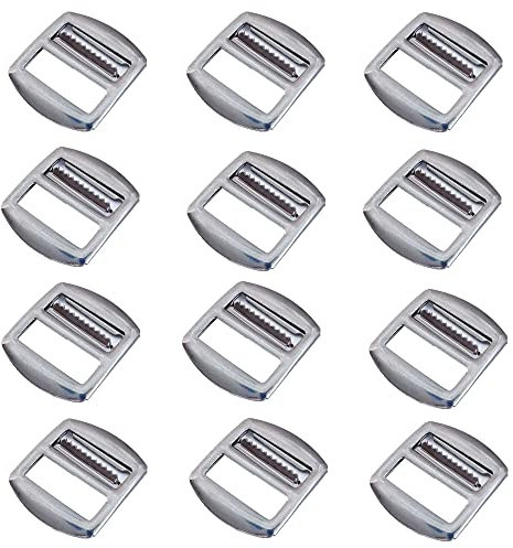 LEIHMMYAO 12 Pcs Slide Ladder Lock Buckle Adjustable Metal Buckle for Waistcoat Backpack Webbing Straps Bag Accessories (20mm)