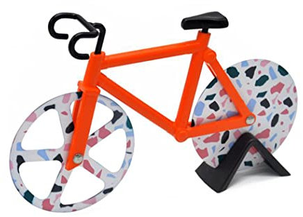 Hoshen Creative Bicycle Shape Pizza Cutter, Dough Divider, Stainless Steel Pizza Cutter Wheel, Biscuit Cutter, 1 Piece, Orange
