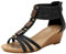 rismart Donna Sandali con Tacco Zeppa Cerniera Cinturino alla Caviglia Punta Aperta Estive Scarpe Nero,37 EU